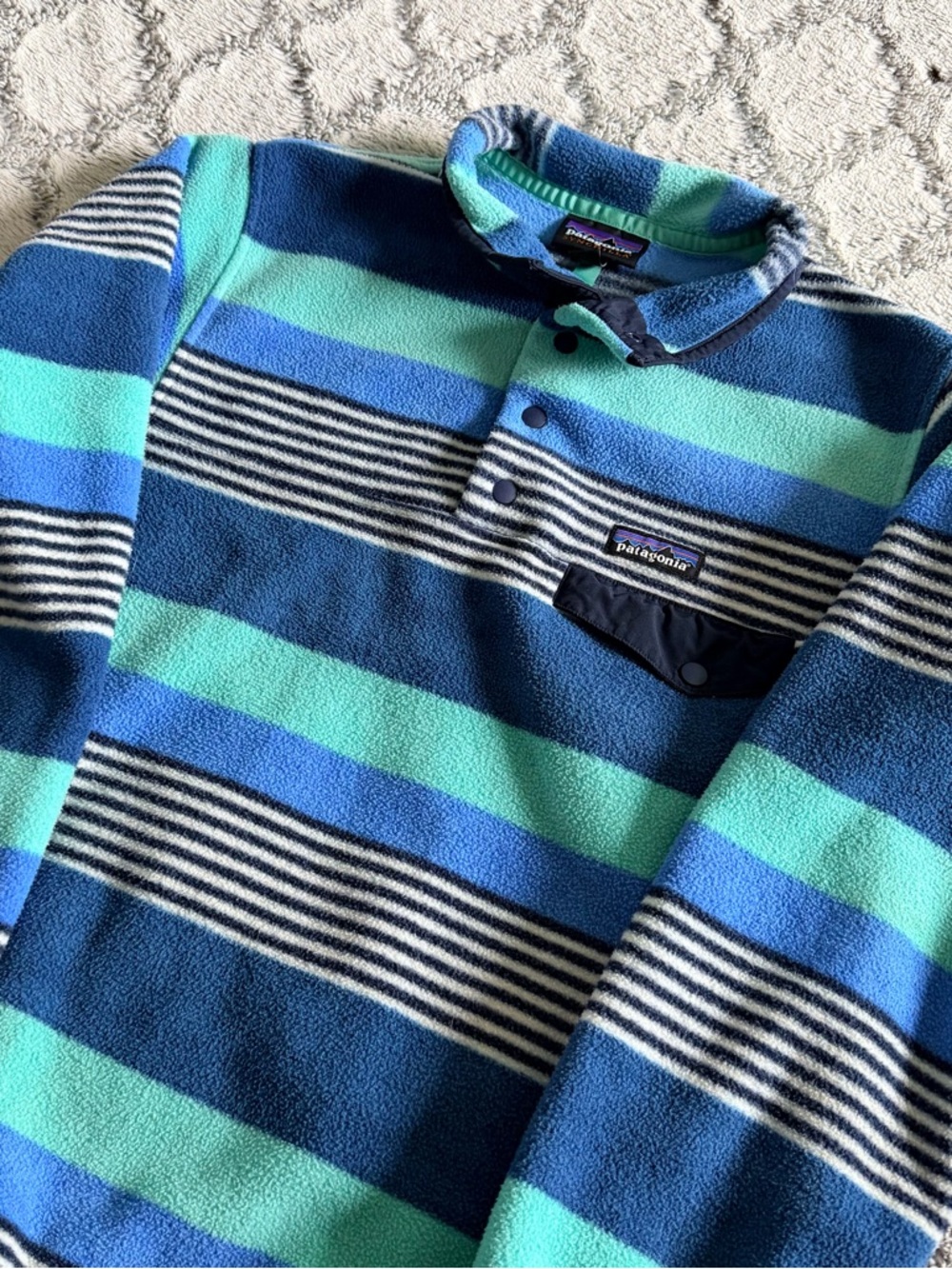 Patagonia Fitz Stripe Synchilla 2017 Snap-T Pullover Fleece Women’s M Unisex